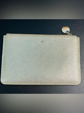 Kate Spade Metallic Gold Zip Card Holder